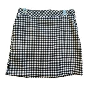 Izod Golf Black/White Gingham  Pink Stripe A-Line Mini Skort Women’s SZ 6